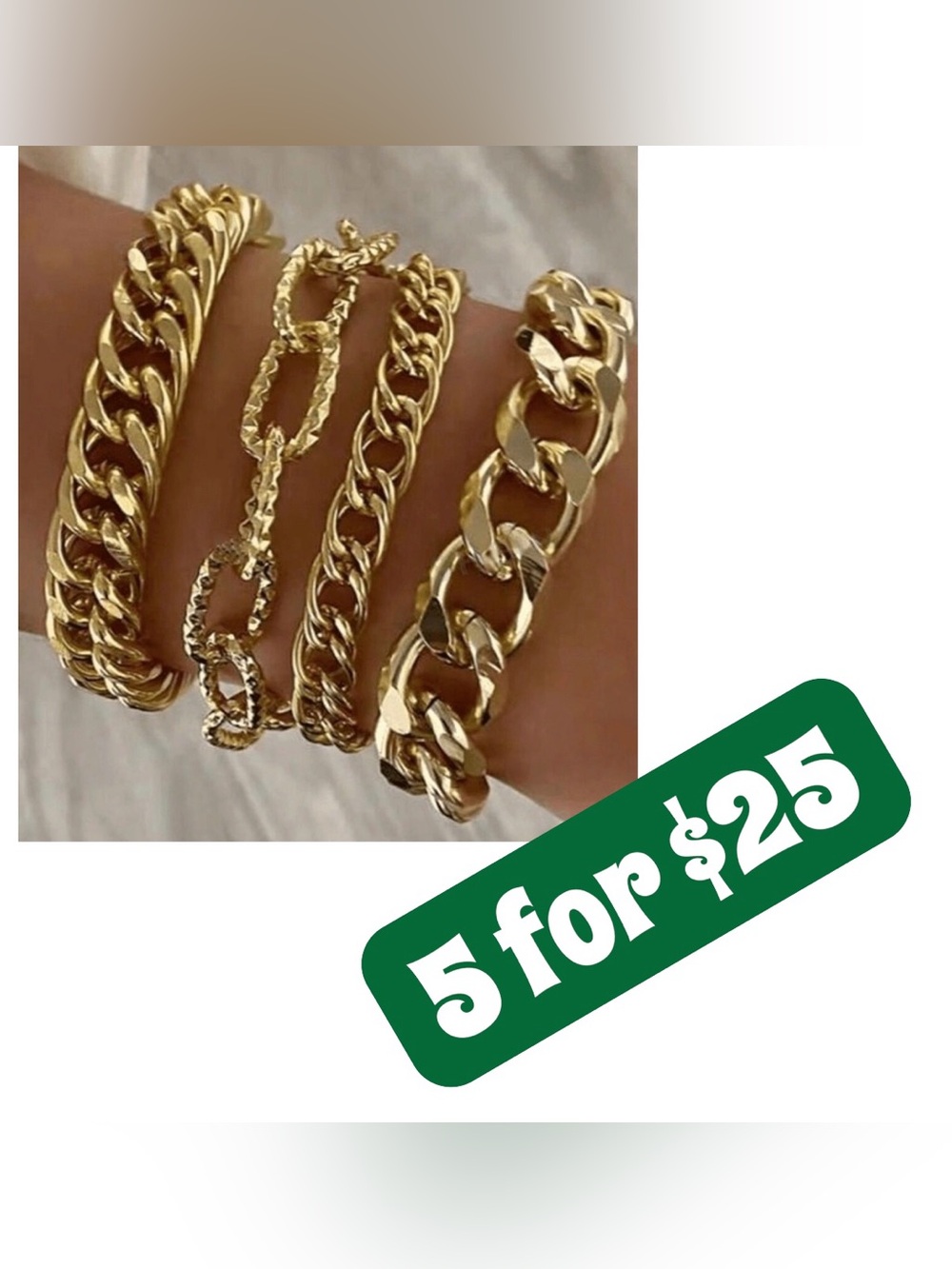 *5 ITEMS FOR $25*  4 lightweight chunky gold bracelets